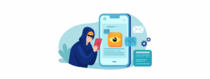 Image illustrant les risques des spywares : un ordinateur avec un œil espion caché dans l'écran, symbole des logiciels malveillants qui peuvent surveiller vos activiImage illustrant les risques des spywares : un ordinateur avec un œil espion caché dans l'écran, symbole des logiciels malveillants qui peuvent surveiller vos activités en ligne à votre insu.tés en ligne à votre insu.